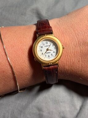 90s Vintage Carriage by Timex Indiglo Quartz Watch with Leather Band